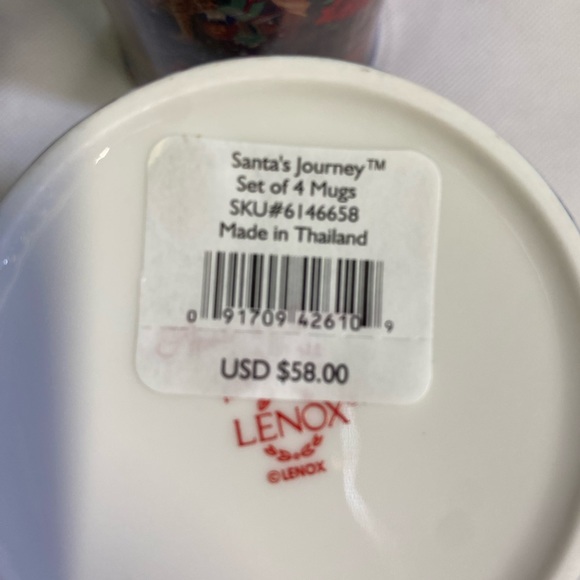 Lenox Porcelain Holiday Dimension Santa’s Journey Mugs Cups - Set of 4 - Picture 5 of 7